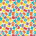 Colorful kids Ukrainian cyrillic alphabet letters seamless pattern. Royalty Free Stock Photo